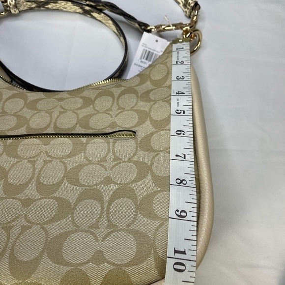 COACH Jules Hobo Bag in Signature Canvas Snake Embossed Leather Bag - Picture 15 of 16